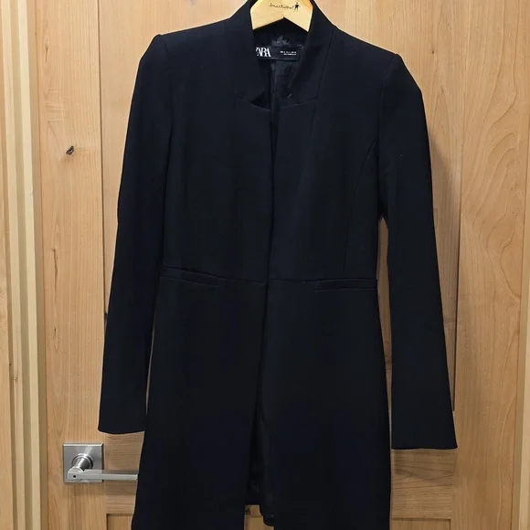 Long Black Blazer Inverted Lapel Frock Coat Sz S  NWOT - Picture 12 of 14